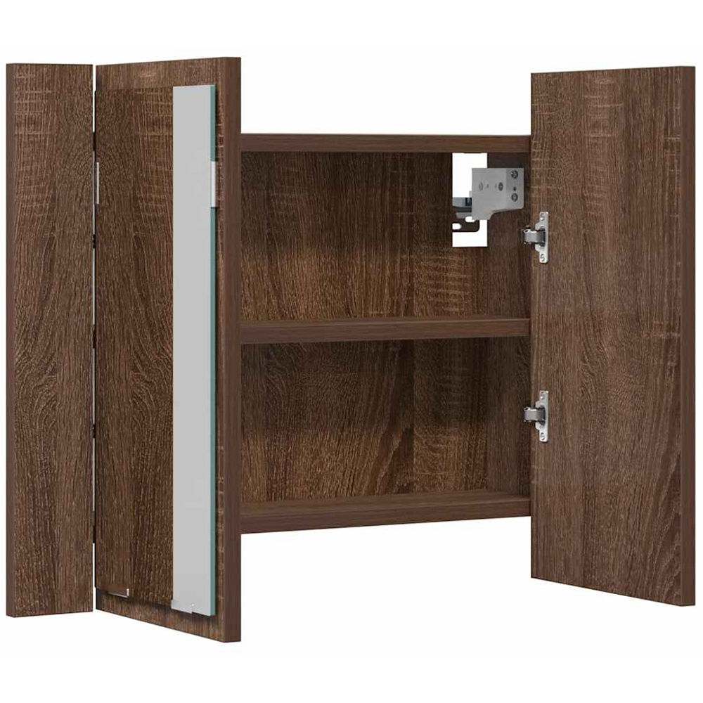 vidaXL 2 Door Brown LED Mirror Bathroom Cabinet Image 3