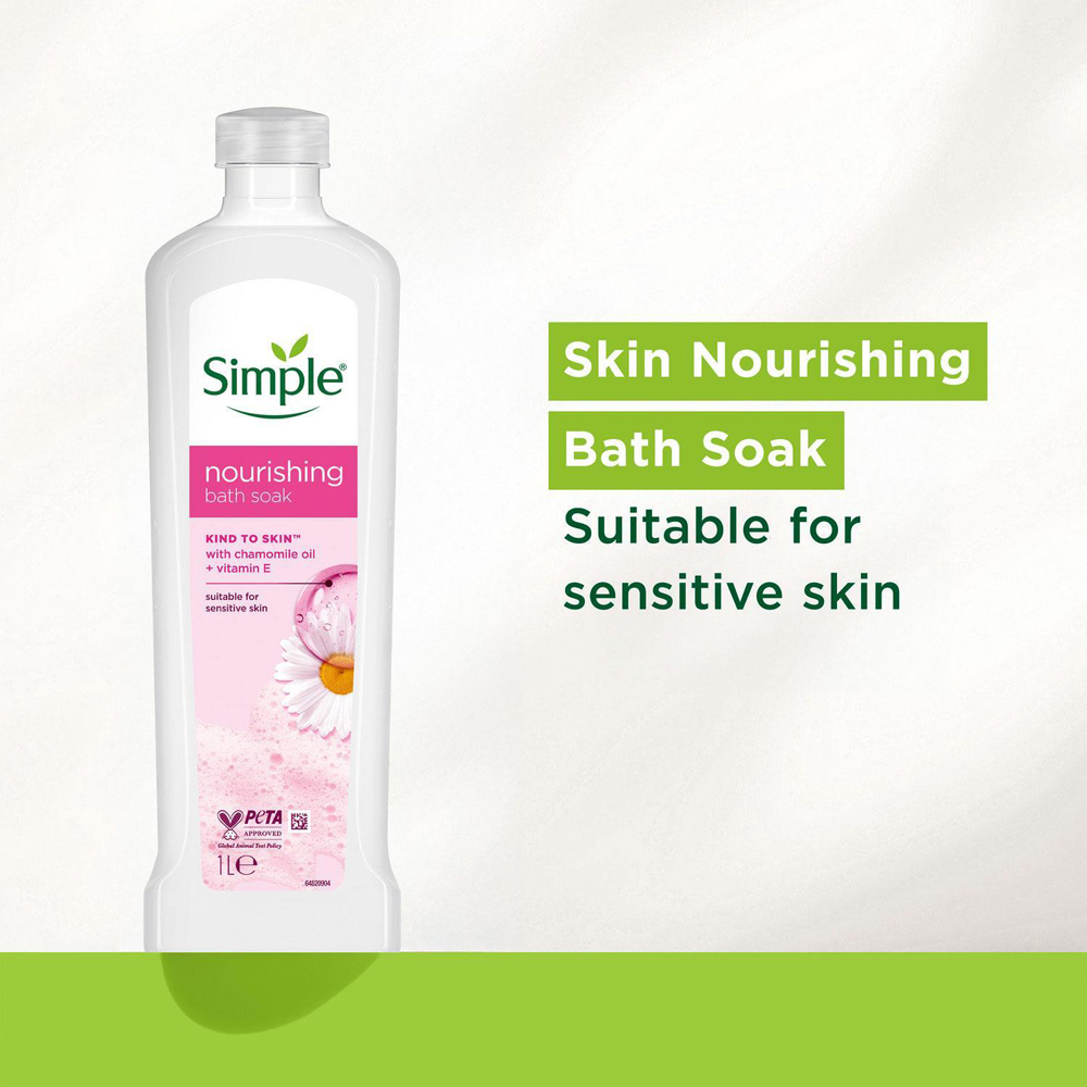 Simple Kind to Skin Chamomile Oil Nourishing Bath Soak 1L 3 Pack Image 4