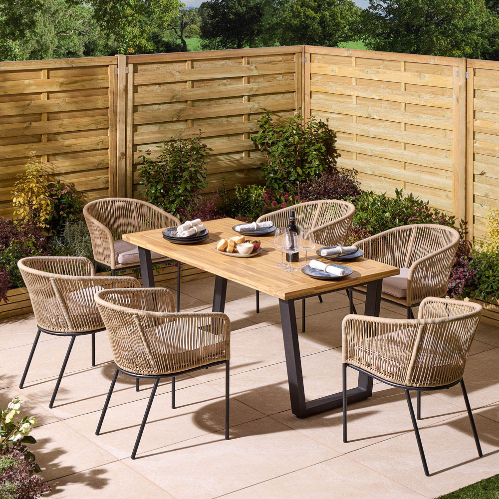 Rowlinson Oslo 6 Seater Natural Dining Table Set 160cm Image 1