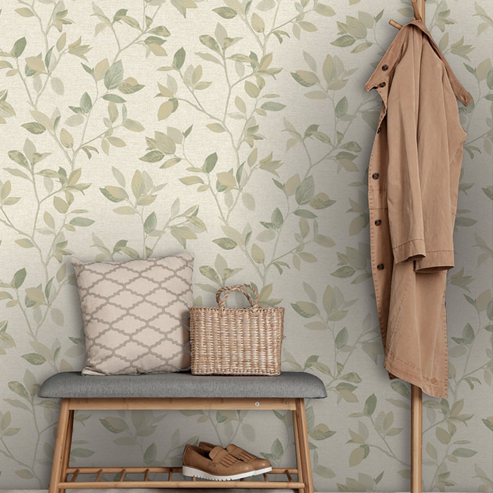 Rasch Silver Birch Green Wallpaper Image 2