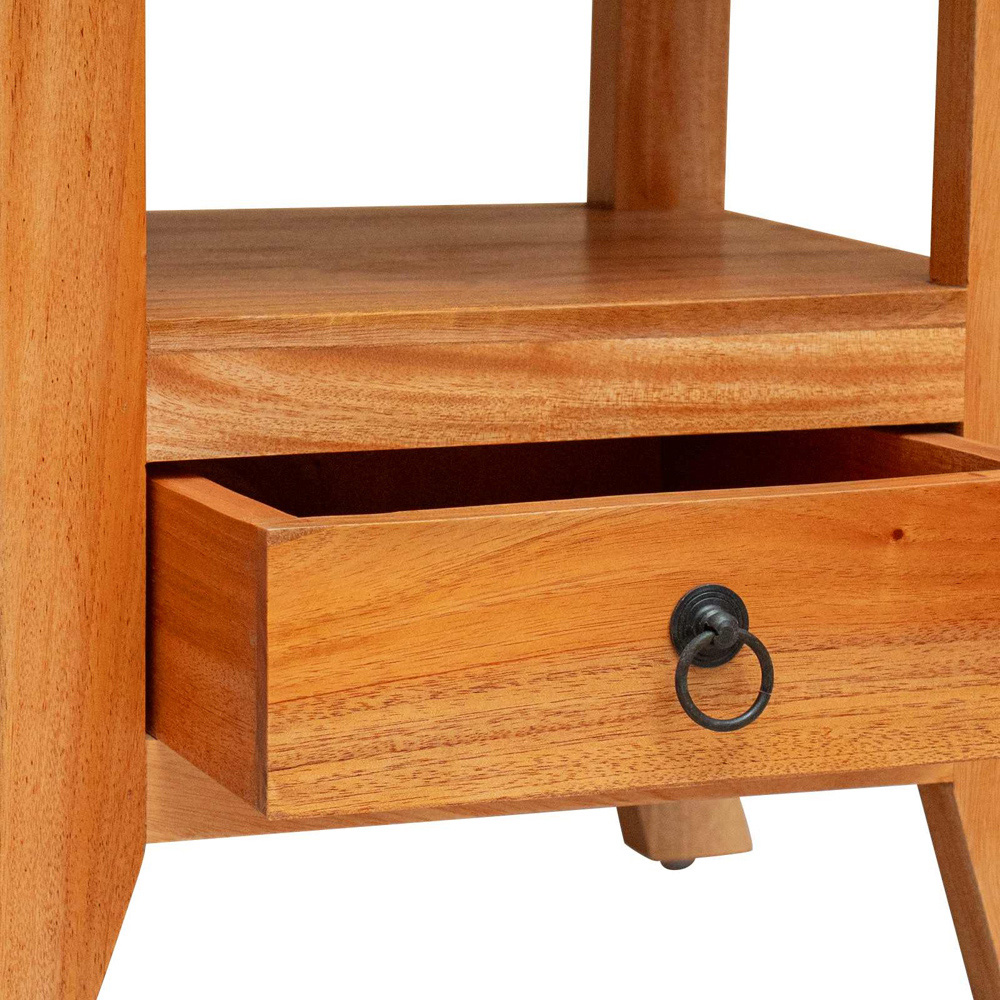 vidaXL Single Drawer Single Shelf Natural Rustic Solid Mahogany Wood Bedside Table Image 9