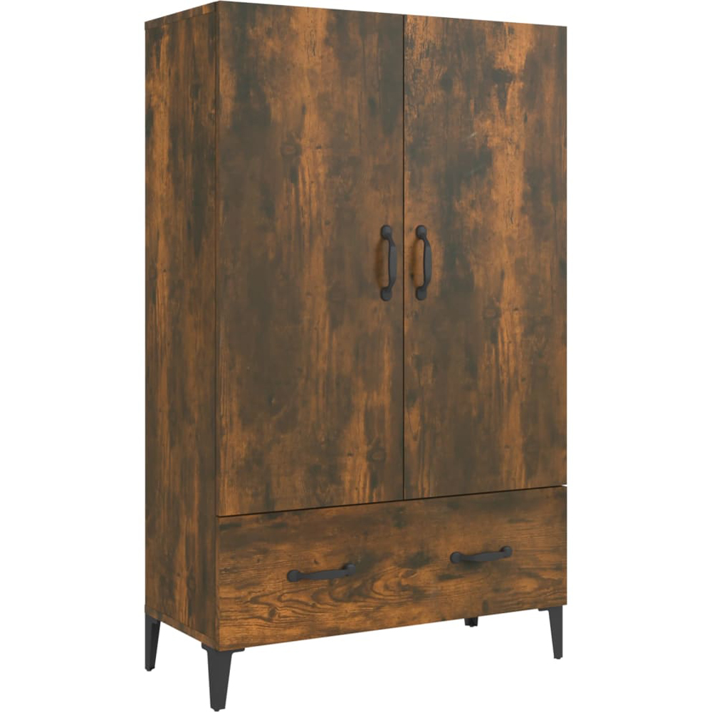 vidaXL 2 Door Single Drawer Smoked Oak Highboard Image 2