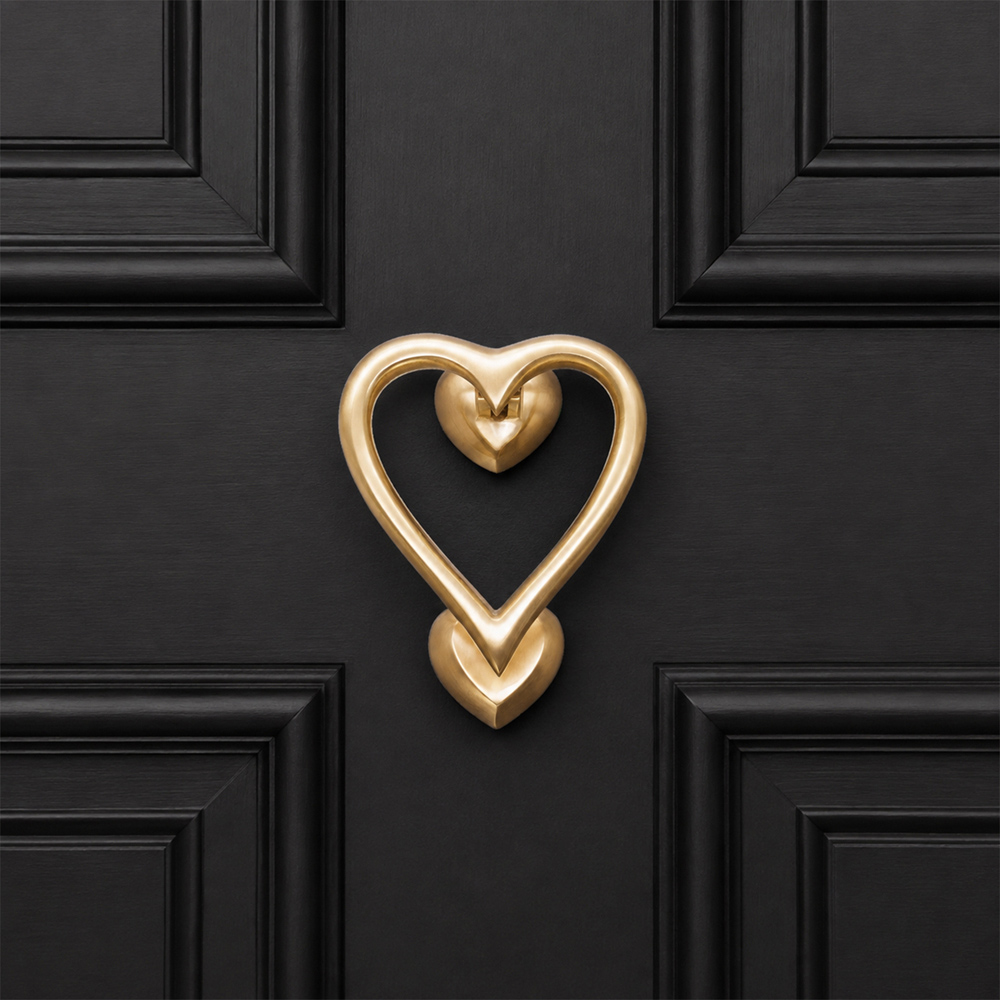 Spira Brass Satin Brass Heart Door Knocker Image 2
