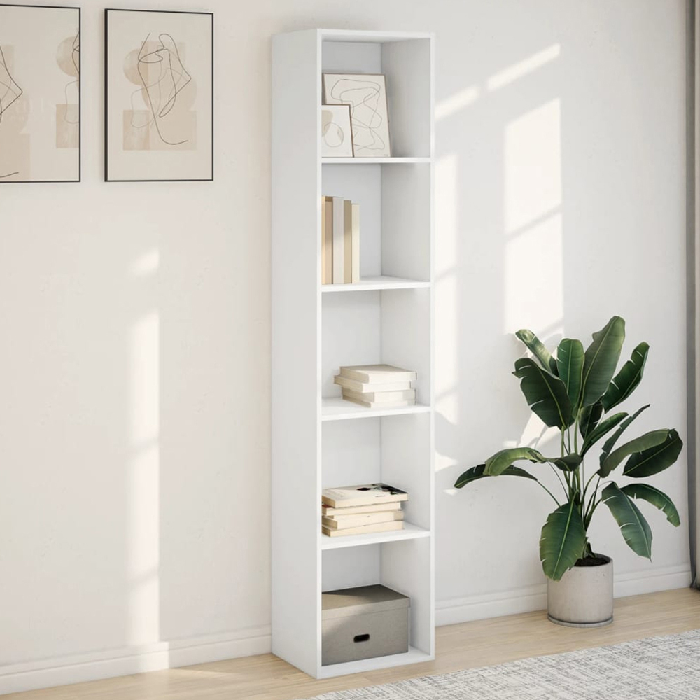 vidaXL 5 Shelf White Bookcase Image 1
