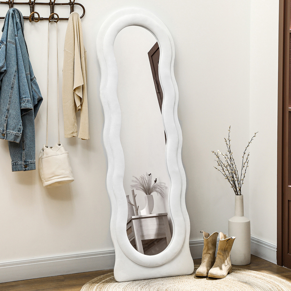 Portland White Velvet Frame Full Length Mirror 160 x 50cm Image 4