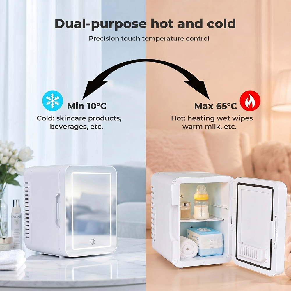 Spector White Portable Cooler Warmer Mini Fridge with LED Makeup Mirror 5L Image 4