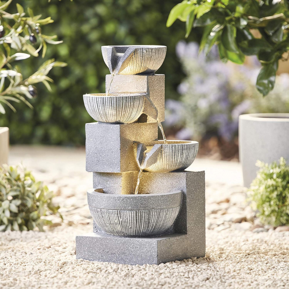 Serenity 4-Tier Cascading Bowl Mains Powered LED Water Feature Image 4