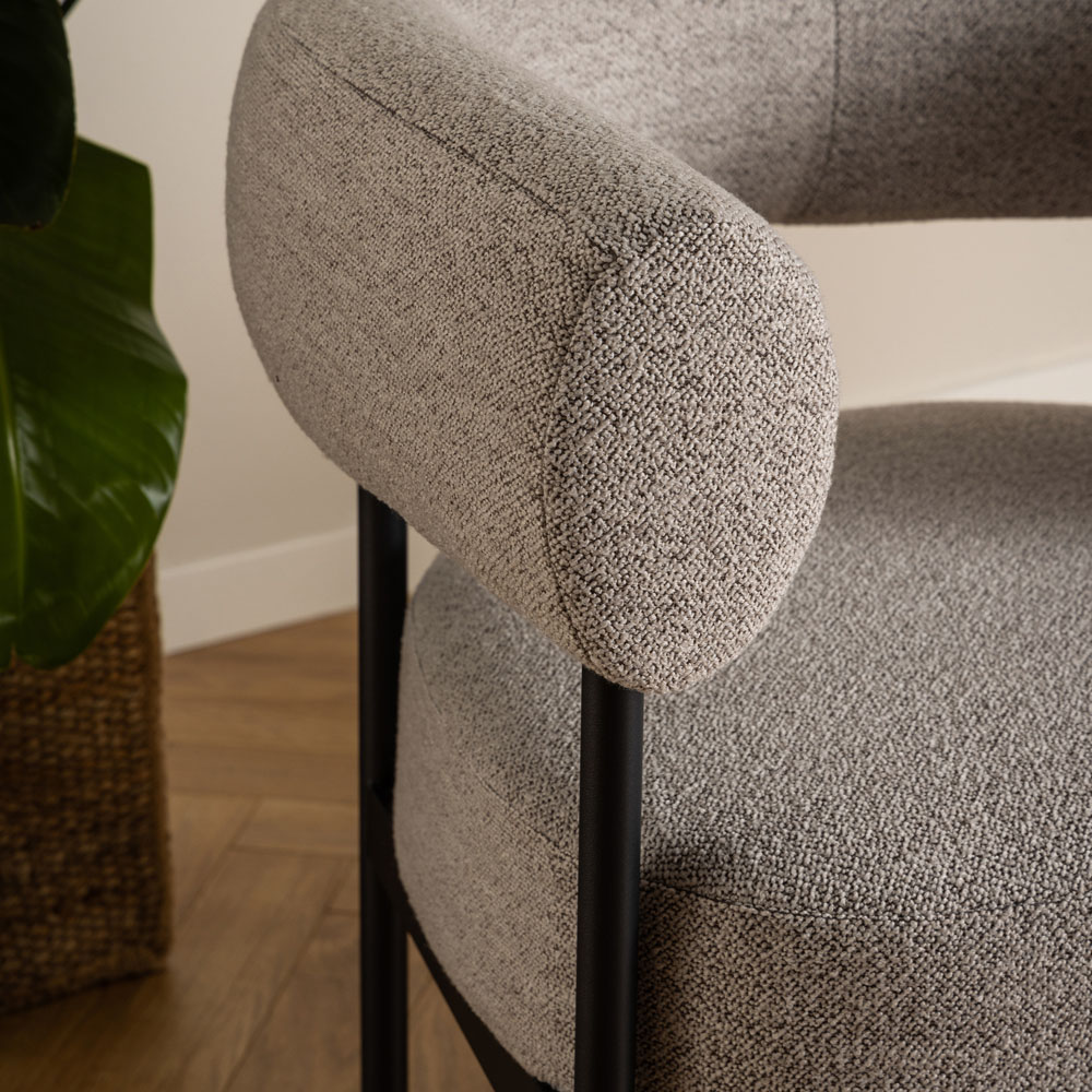 Florence Oakfield Beige Fabric Lounge Chair with Black Legs Image 8