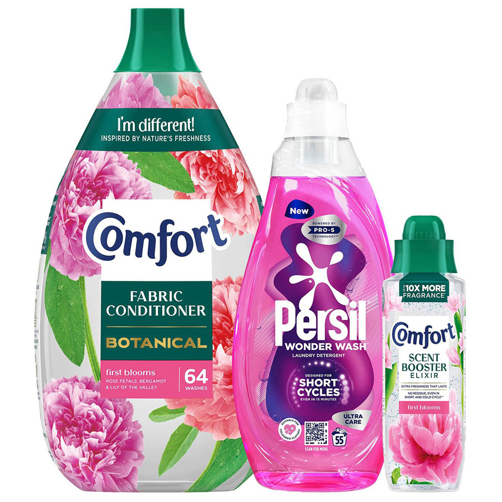 Persil Liquid Detergent with Comfort First Blooms Fabric Conditioner and Scent Booster Elixir Image 1