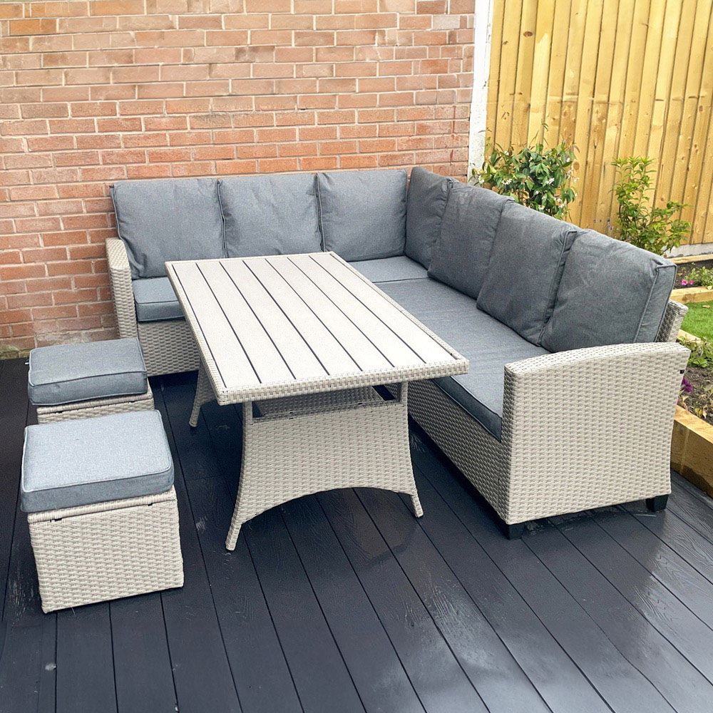 Outdoor Living York Rattan 8 Seater Garden Dining Set Grey Image 7