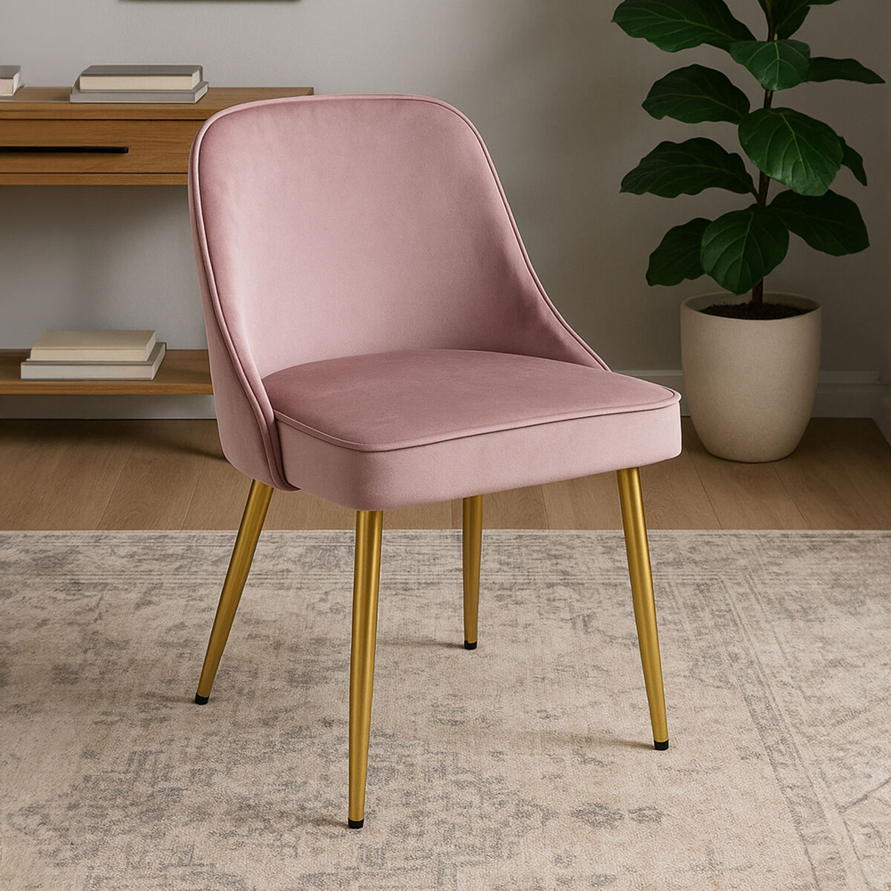 Premier Housewares Demi Dusky Pink Velvet Dining Chair Image 5