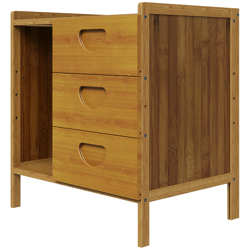 Living and Home 3 Drawer Single Shelf Tawny Bedside Table Image 2