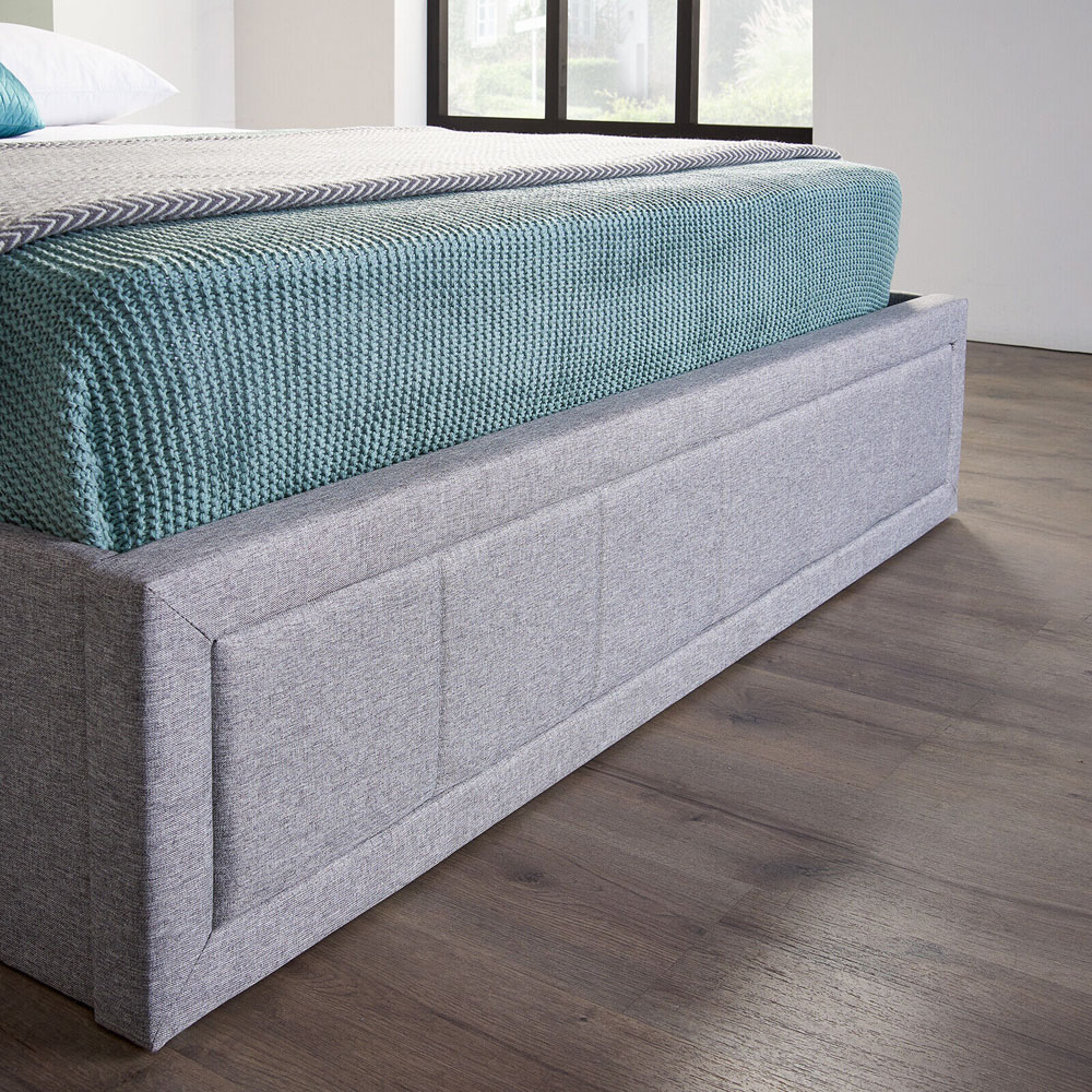 Home Treats Double Grey Ottoman Bed with Mattress Image 3