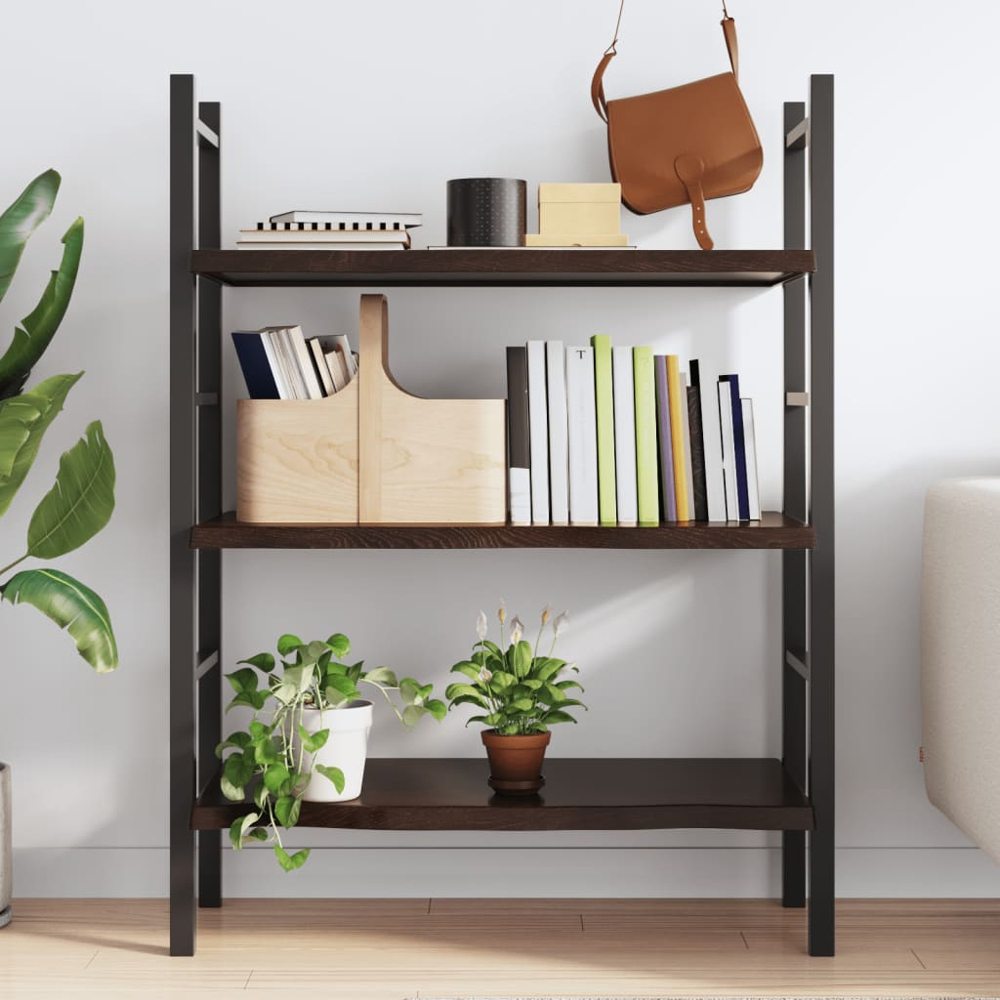 vidaXL 100cm Dark Brown Treated Solid Oak Wood Floating Wall Shelf Image 2