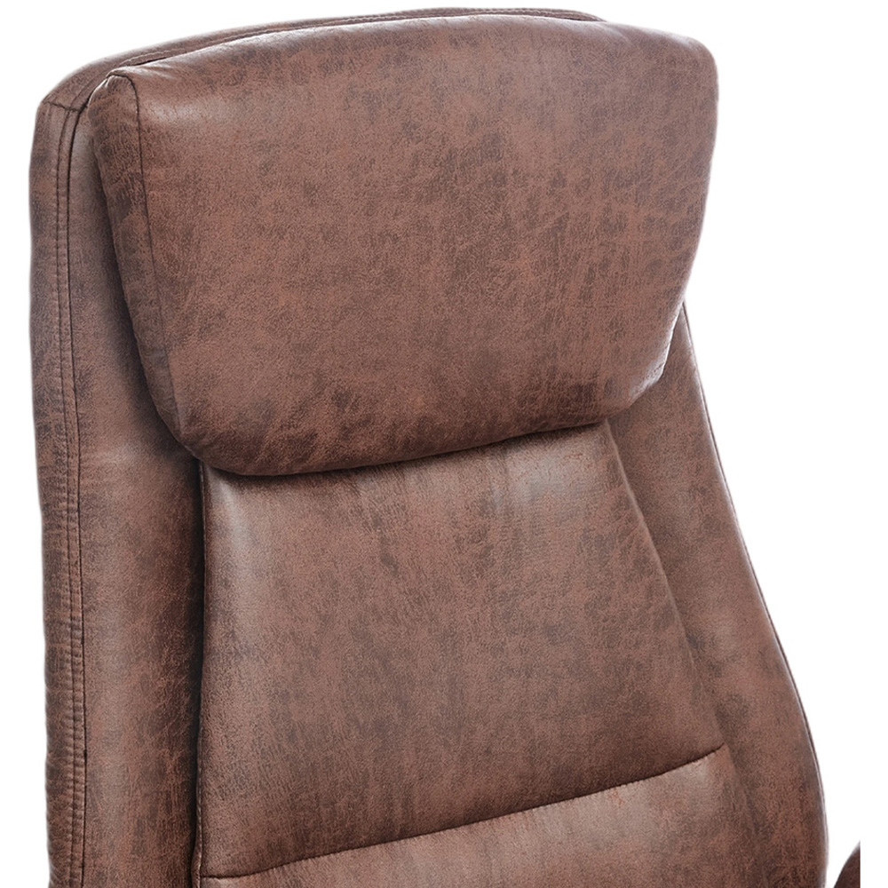 Living and Home Brown PU Leather Height Adjustable High-Back Swivel Office Chair with Headrest Image 3