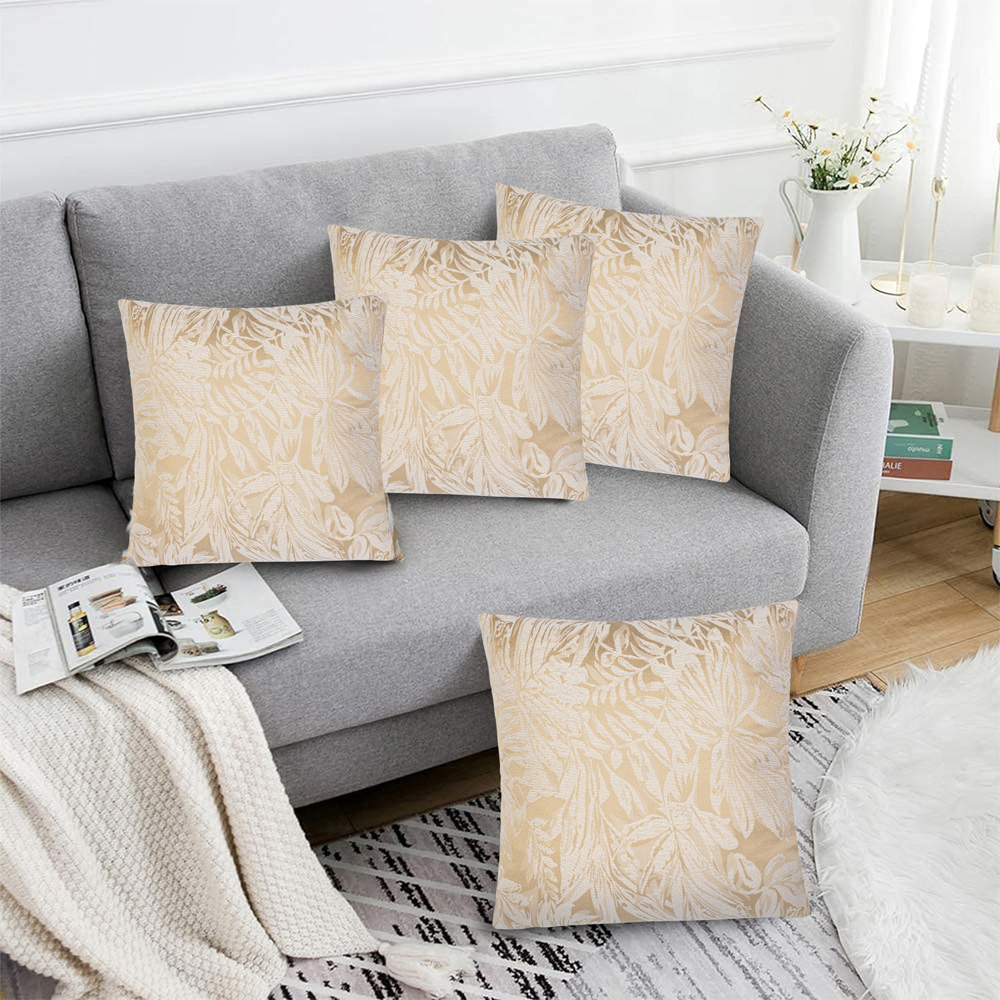Alan Symonds Cream Chenille Botanic Cushion with Polyester Filled Pad 45 x 45cm 4 Pack Image 2