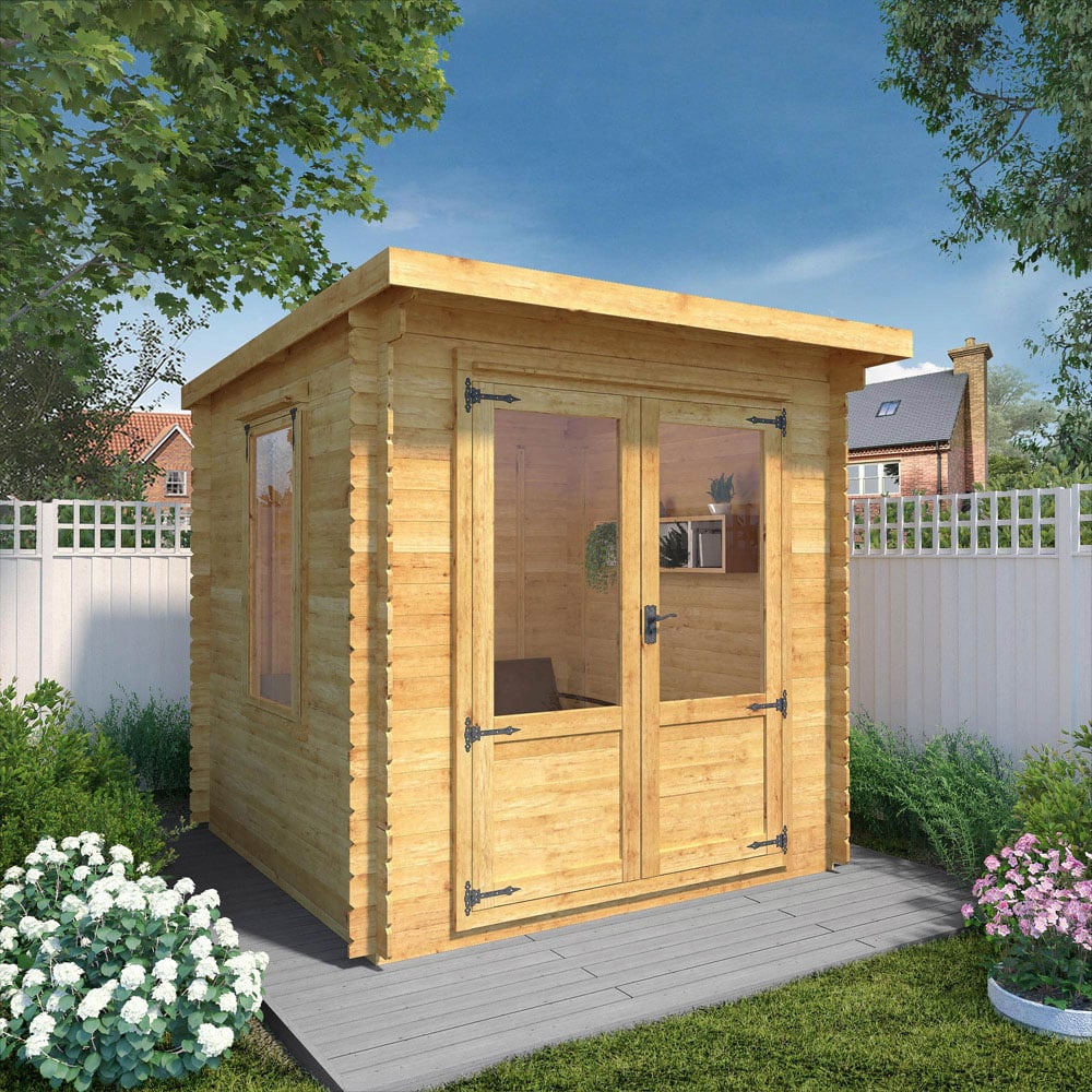 Mercia 7.9 x 7.9ft Double Door Wooden Pent Log Cabin Image 7