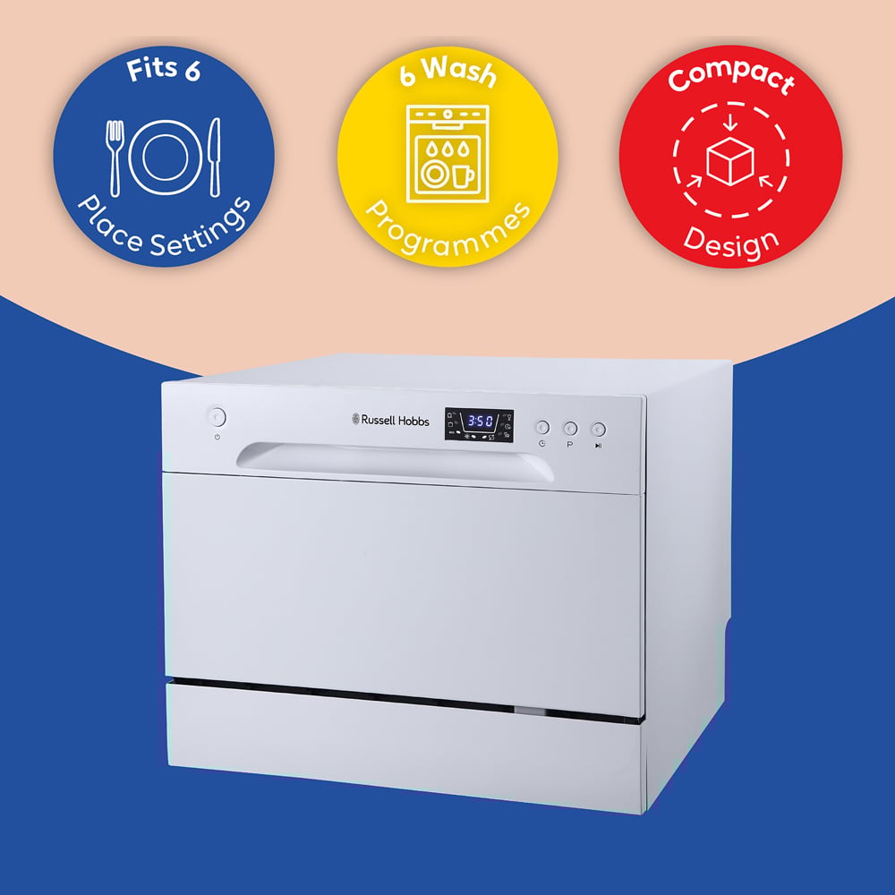 Russell Hobbs RHTTDW6W White 6 Place Setting Table Top Dishwasher Image 4