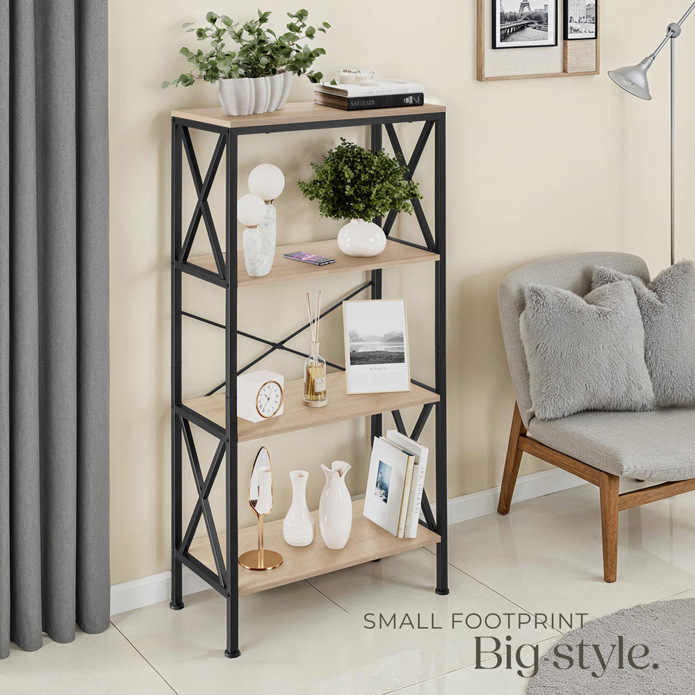 tectake Barry 4 Shelf Oak Sonoma Shelving Unit Image 8