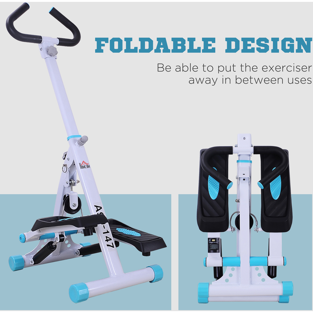 HOMCOM White and Blue Steel Foldable Stepper Fitness Machine Image 4