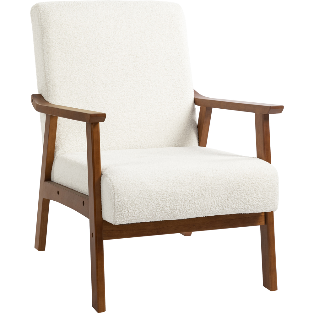 HOMCOM White Boucle Accent Armchair Image 2