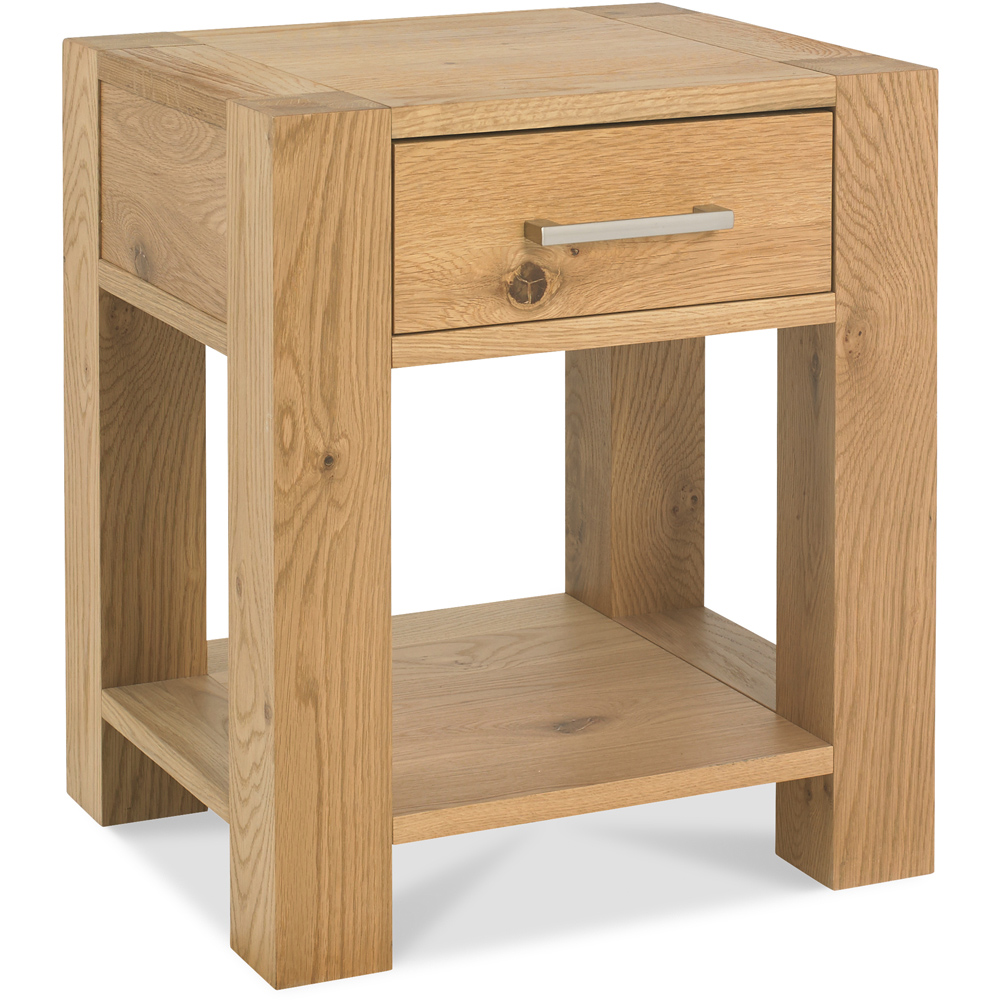 Bentley Designs Turin Single Drawer Single Shelf Light Oak Lamp Table Image 2