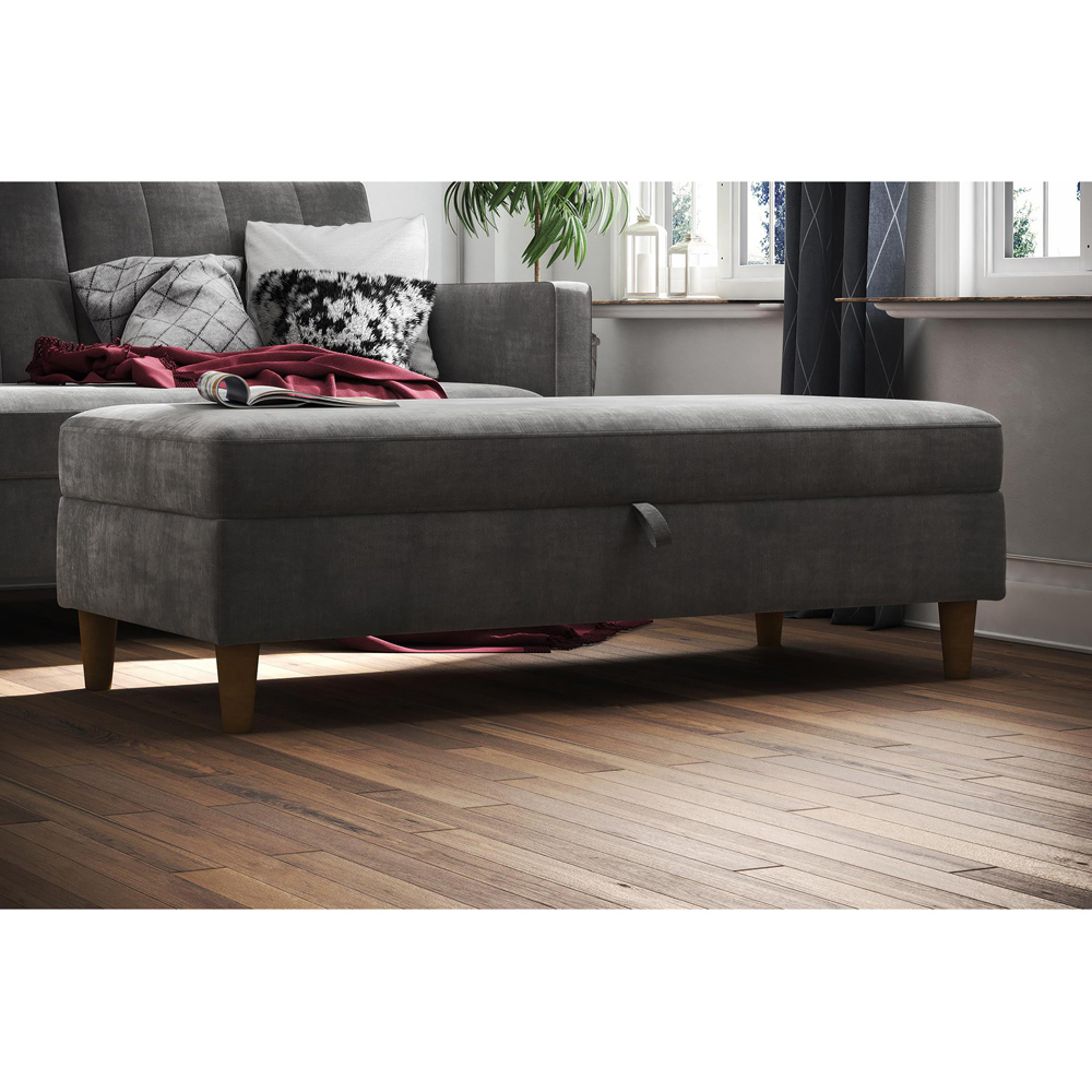 Dorel Hartford Grey Chenille Storage Ottoman Image 6