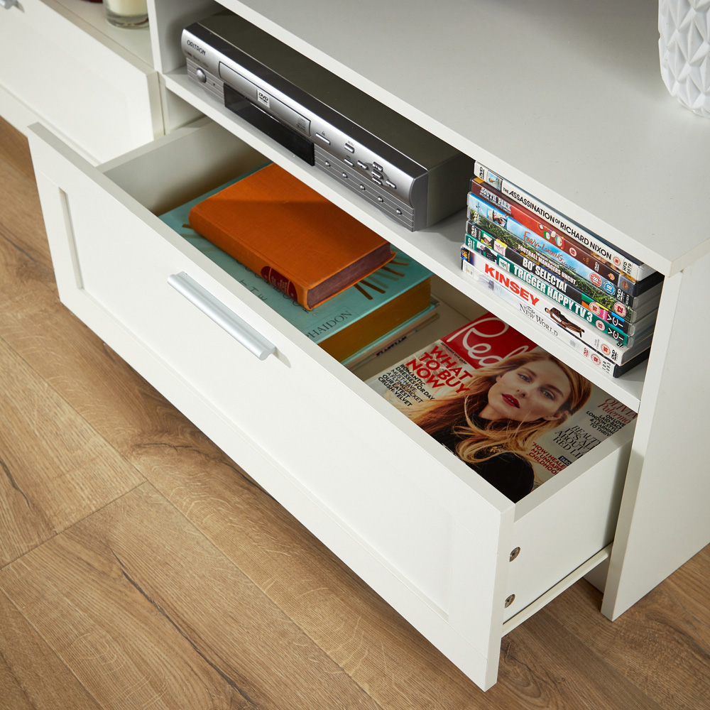 Home Source Latham 2 Drawer 2 Shelf White Gloss Finish TV Unit Image 5