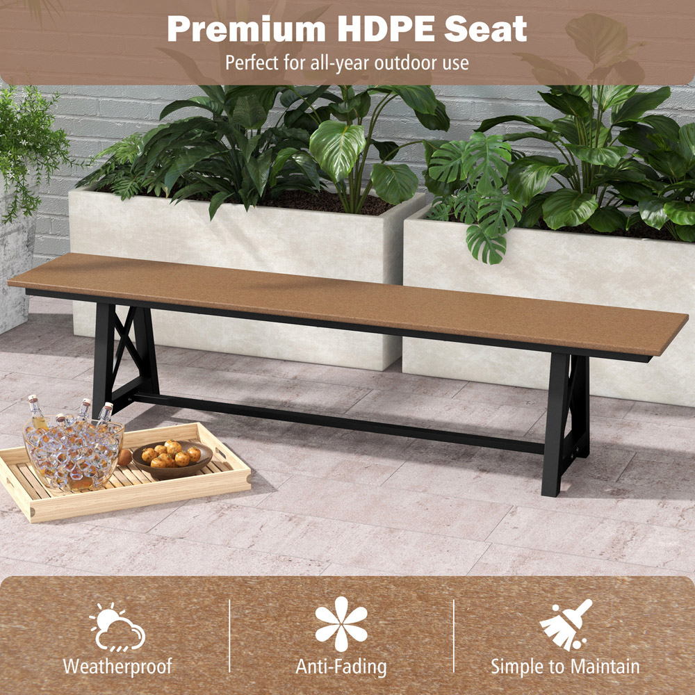 Costway 4 Seater Brown Garden Bench Image 7