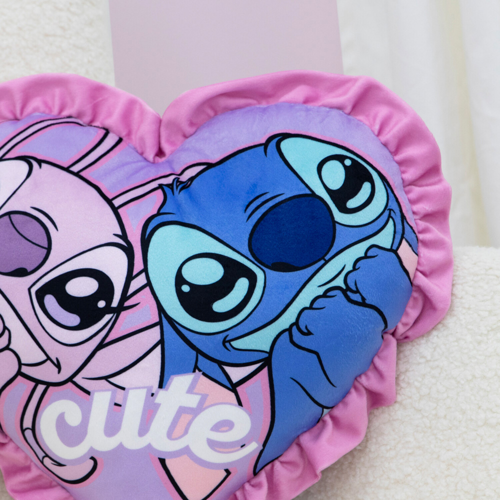 Stitch Cutie Heart Shaped Cushion Pink Image 4