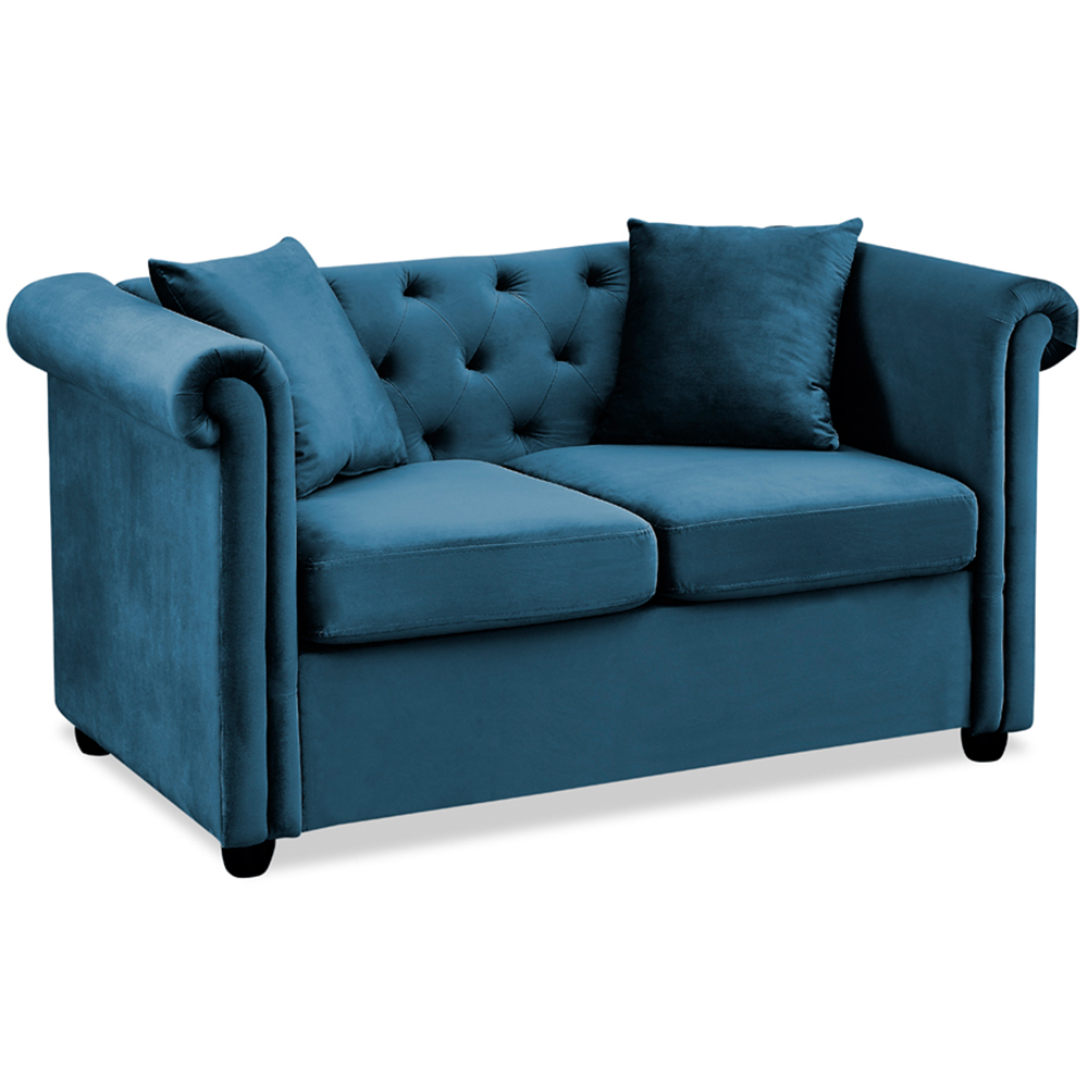 Home Detail Ascot Chesterfield 2 Seater Blue Velvet Sofa Image 2