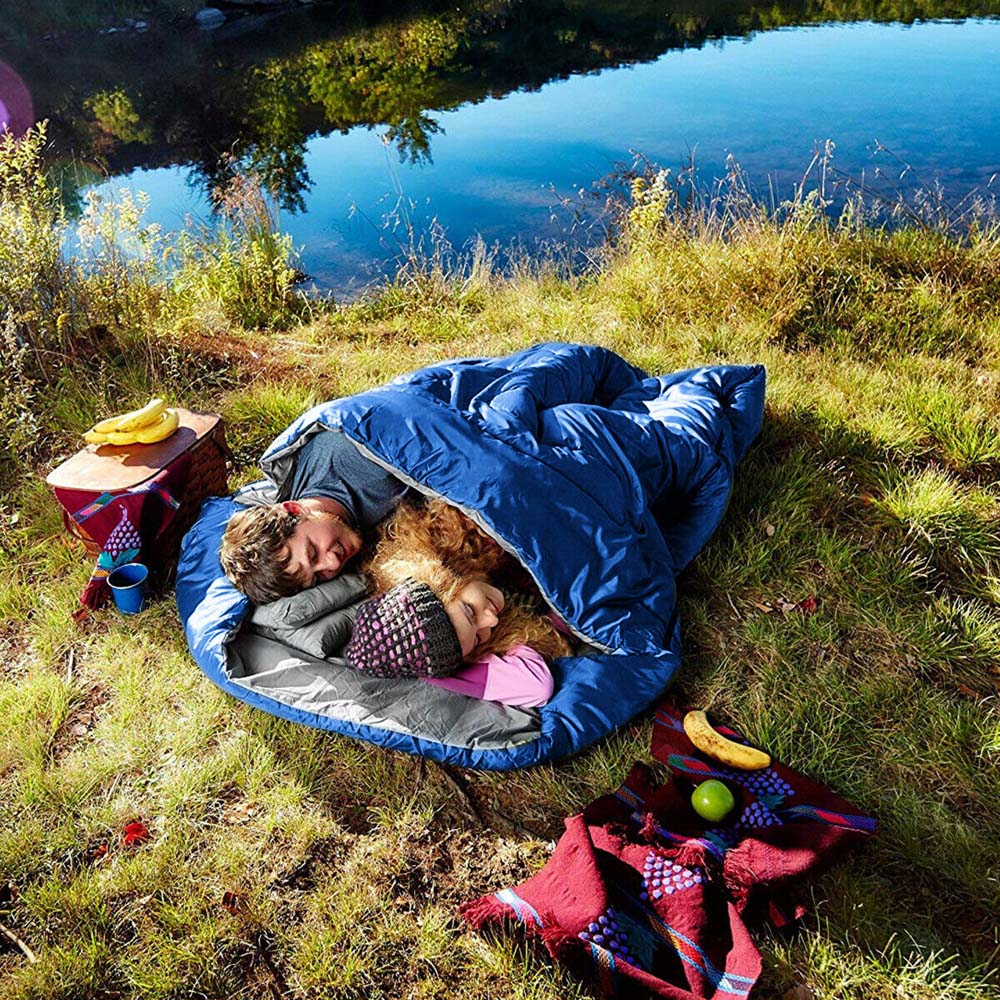 Costway Blue Waterproof Double Sleeping Bag Image 2