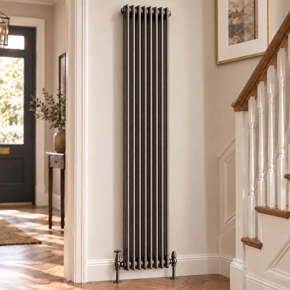Go Bathrooms Clarence Raw Metal 3 Column 8 Section Radiator 1800 x 380mm Image 2