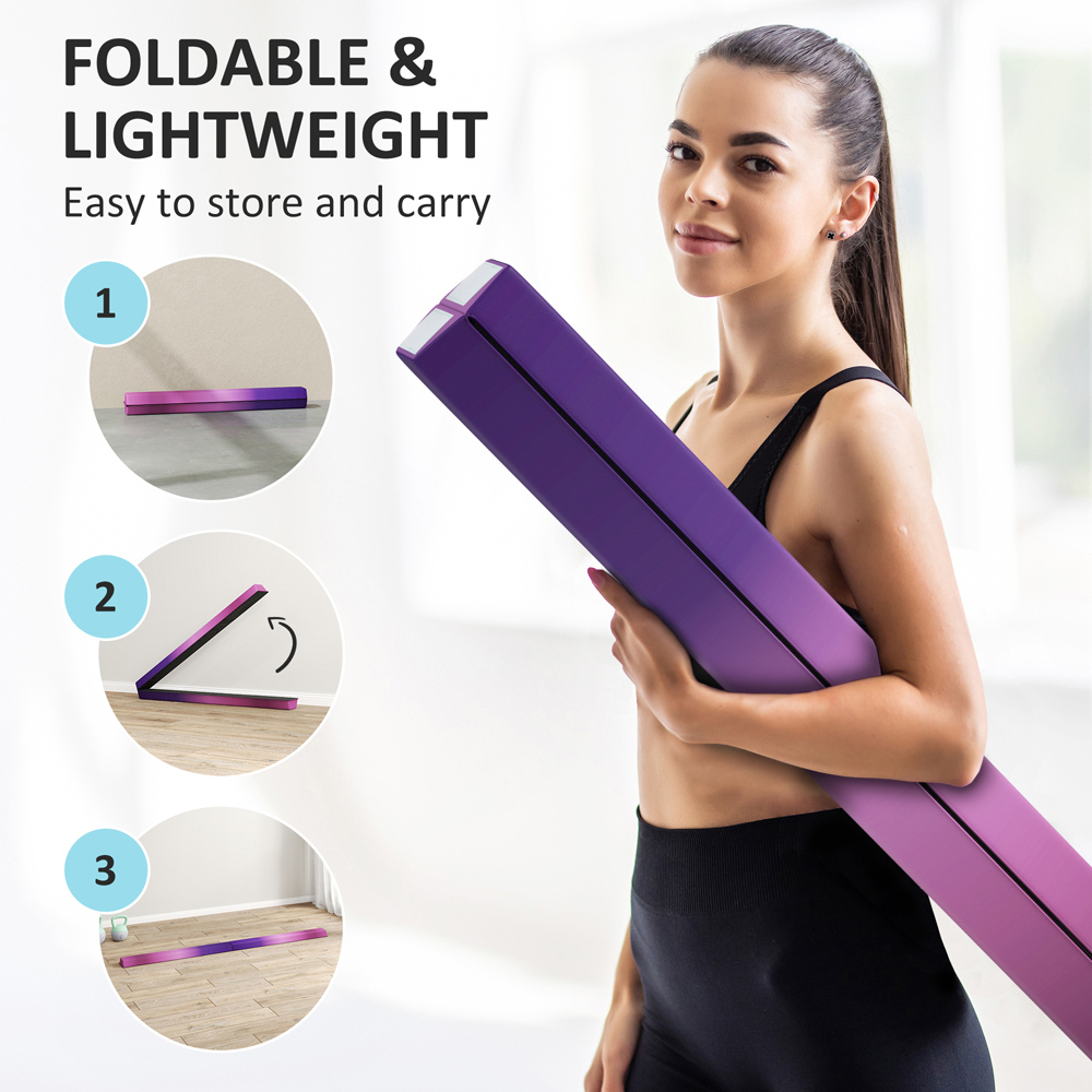 SPORTNOW Purple Foldable Gymnastics Balance Beam with Anti-Slip Base 235cm Image 8