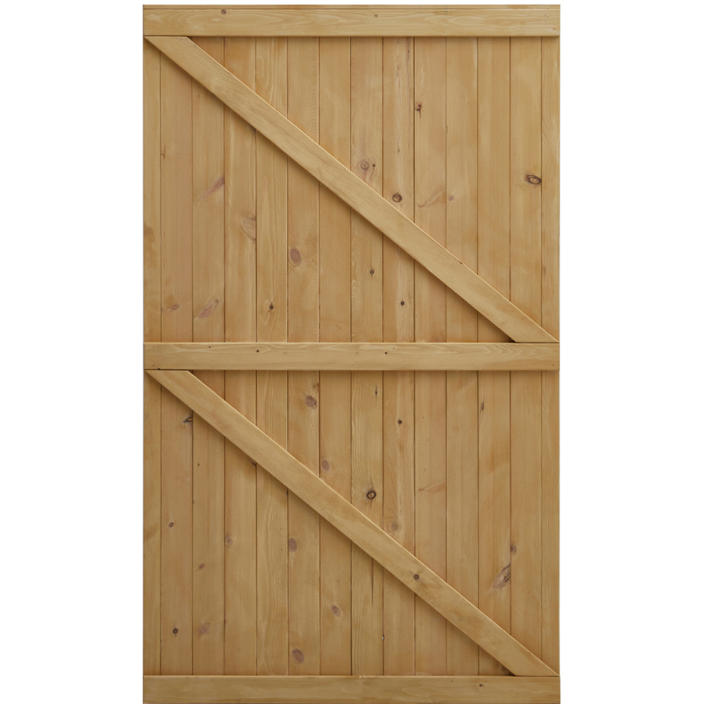 Living and Home Traditional Pine Wood Garden Gate with Latch 91 x 152cm Image 1