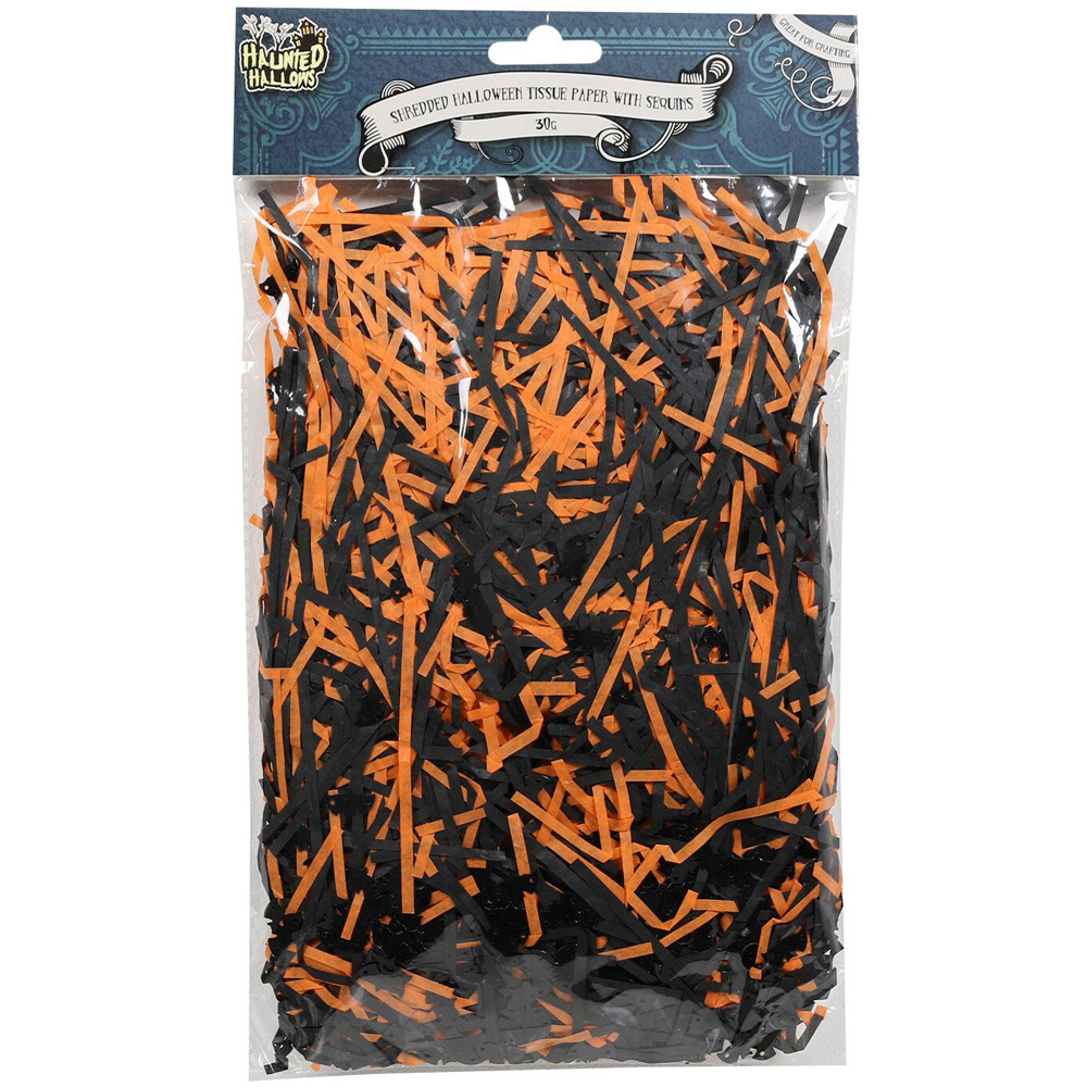 Single Haunted Hallows Black and Orange Shredded Paper in Assorted styles Image 2