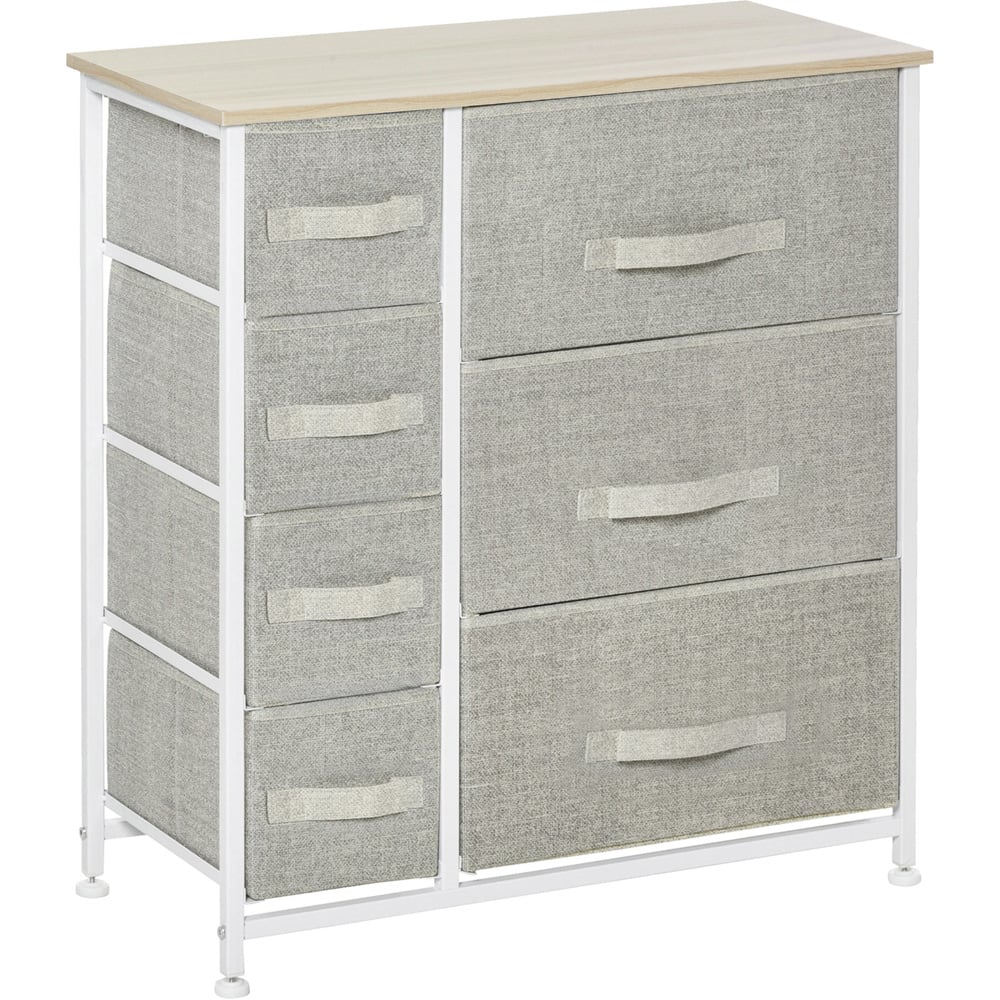 HOMCOM 7 Drawer Grey Chest of Drawers Image 2