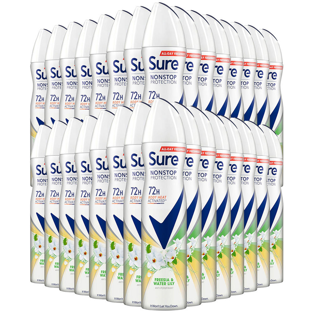 Sure Women Freesia and Water Lily 72H Protection Anti-Perspirant Deodorant 250ml 30 Pack Image 1