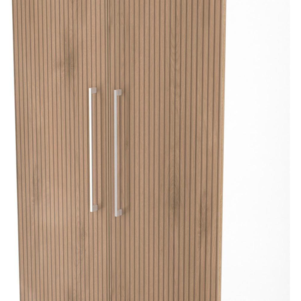 Crowndale Worcester 2 Door 2 Drawer Slatt Effect and White Tall Wardrobe Ready Assembled Image 8
