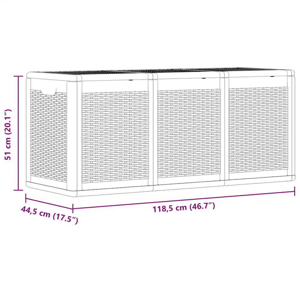 vidaXL 270L Grey Polypropylene Garden Storage Box Image 6