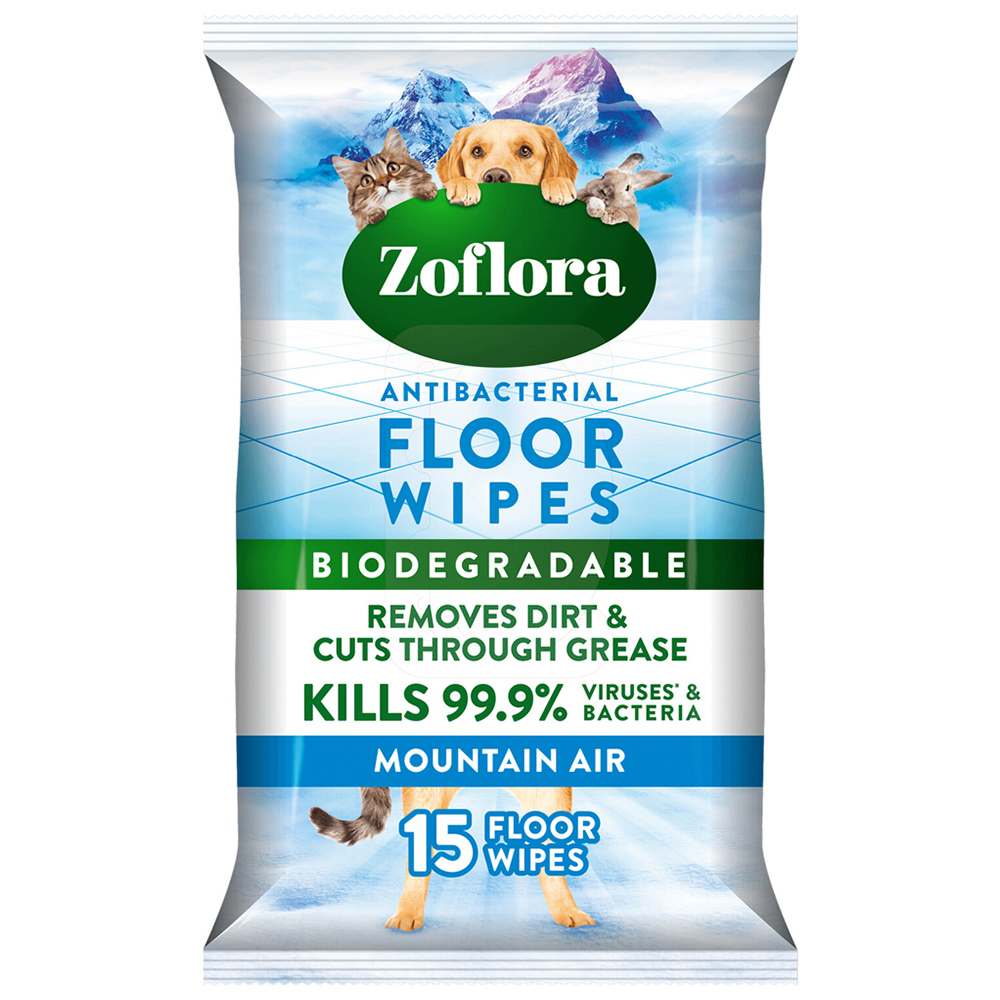 Zoflora Mountain Air Antibacterial Pet Floor Wipes 15 Pack Image