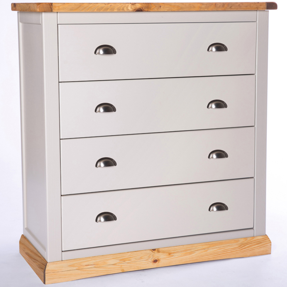 Bomporto 4 Drawer Light Grey Chest of Drawers with Chrome Cup Handles Image 4