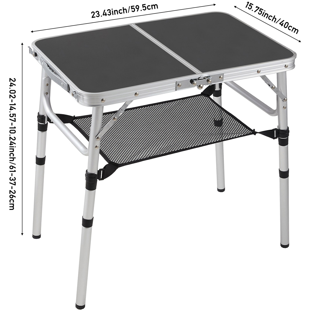 Living and Home 2ft Black Tri-Fold Aluminium Alloy Camping Table Image 8