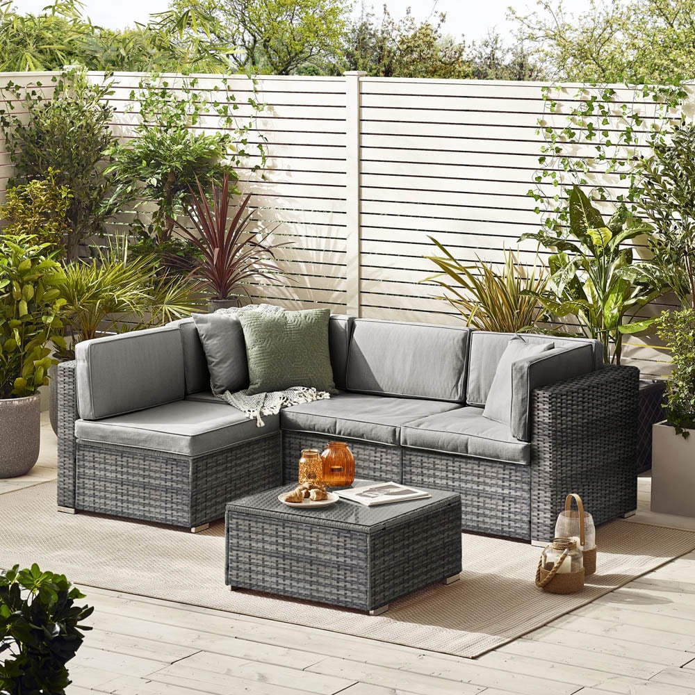 Furniturebox Windermere 4 Seater Grey Rattan Sofa Lounge Set Image 6