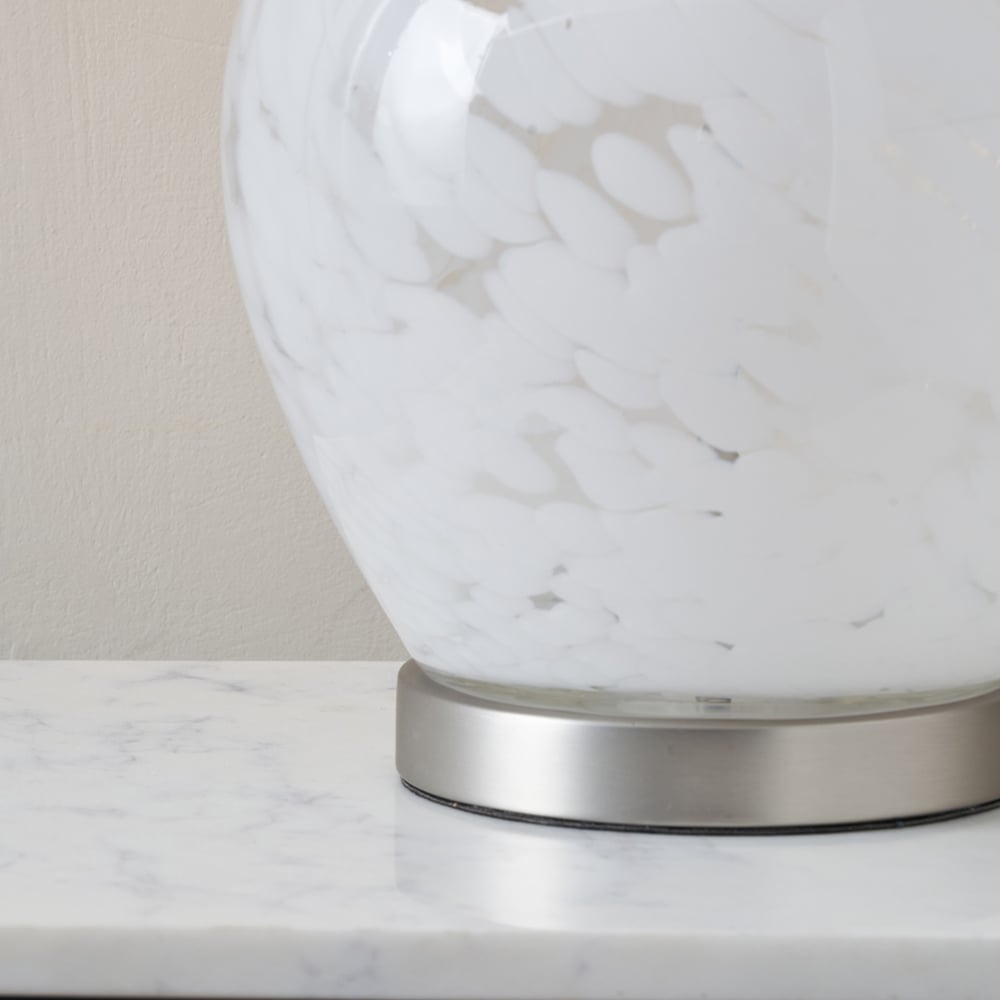 Pacific Lifestyle Aurora Grey Cotton Shade Speckled White Glass Table Lamp Image 3