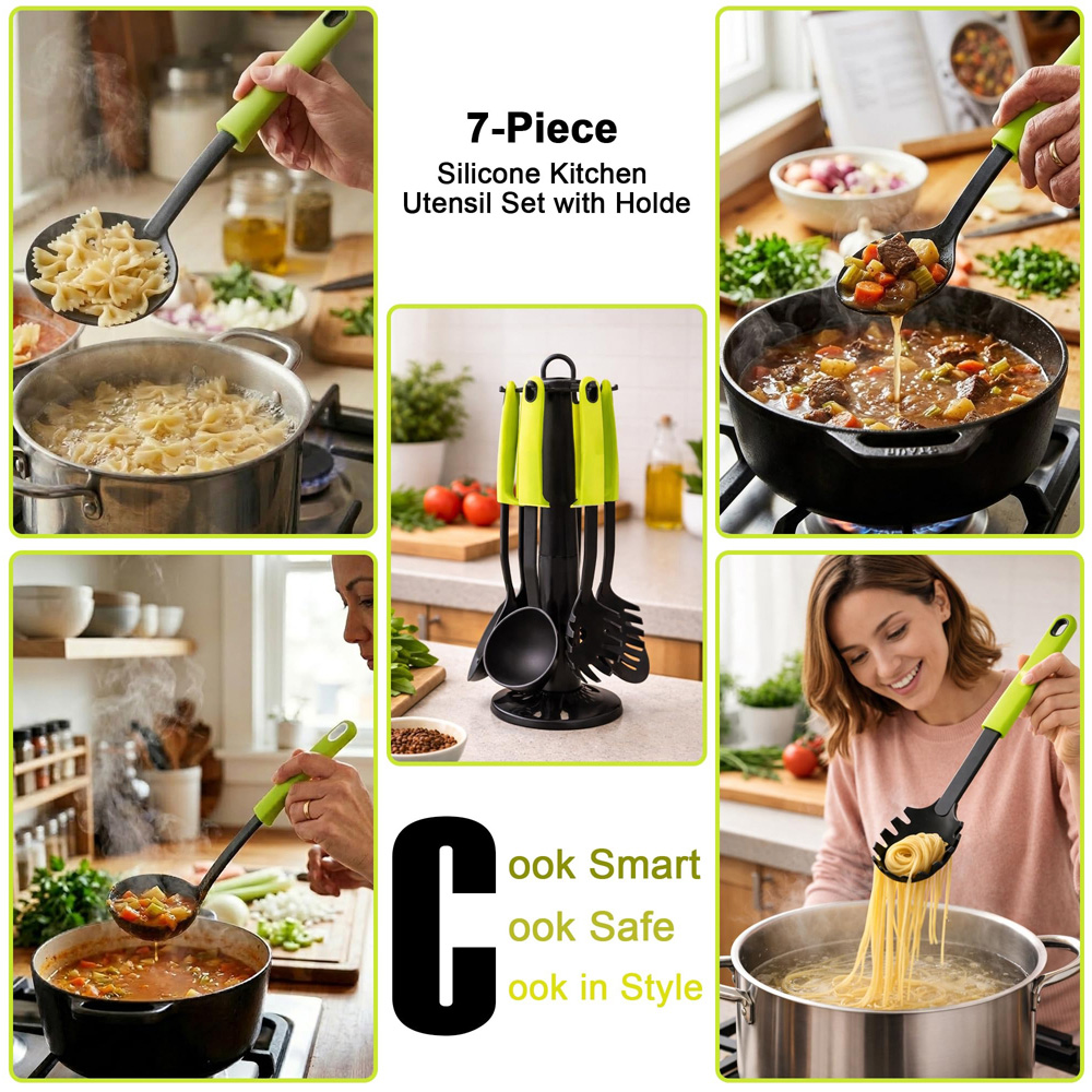 ATEK 7 Piece Non-Stick Kitchen Utensil Set with Stand Image 6