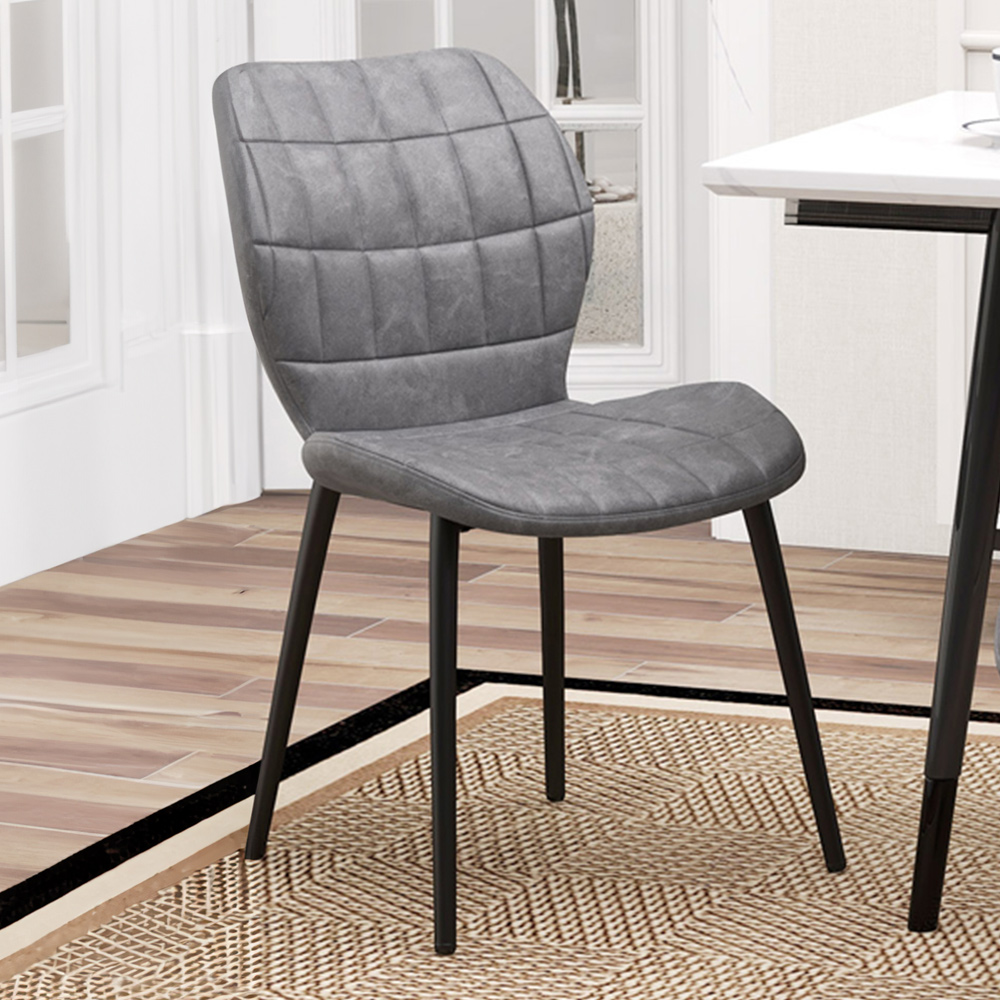 Costway Set of 2 Grey Padded Back Retro Dining Chairs Image 1