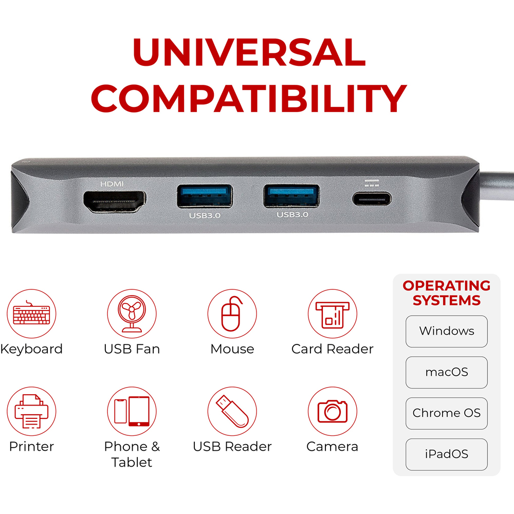 Nikkai USB-C Grey Multiport Hub Image 4