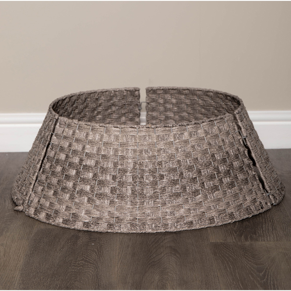 Samuel Alexander KD Large Grey Plastic Wicker Rattan Christmas Tree Skirt 24 x 70cm Image 7
