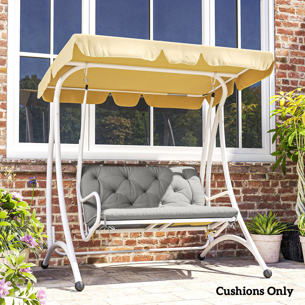Outsunny 2 Seater Light Grey Garden Bench Cushion with Ties 49 x 100cm Image 4
